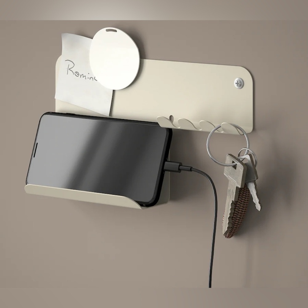 IKEA HAVREKROSS Wall Mounted Organizer w/ Hooks Light Grey-Beige